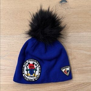 Rossignol Blue Beanie with Black Pom Pom
